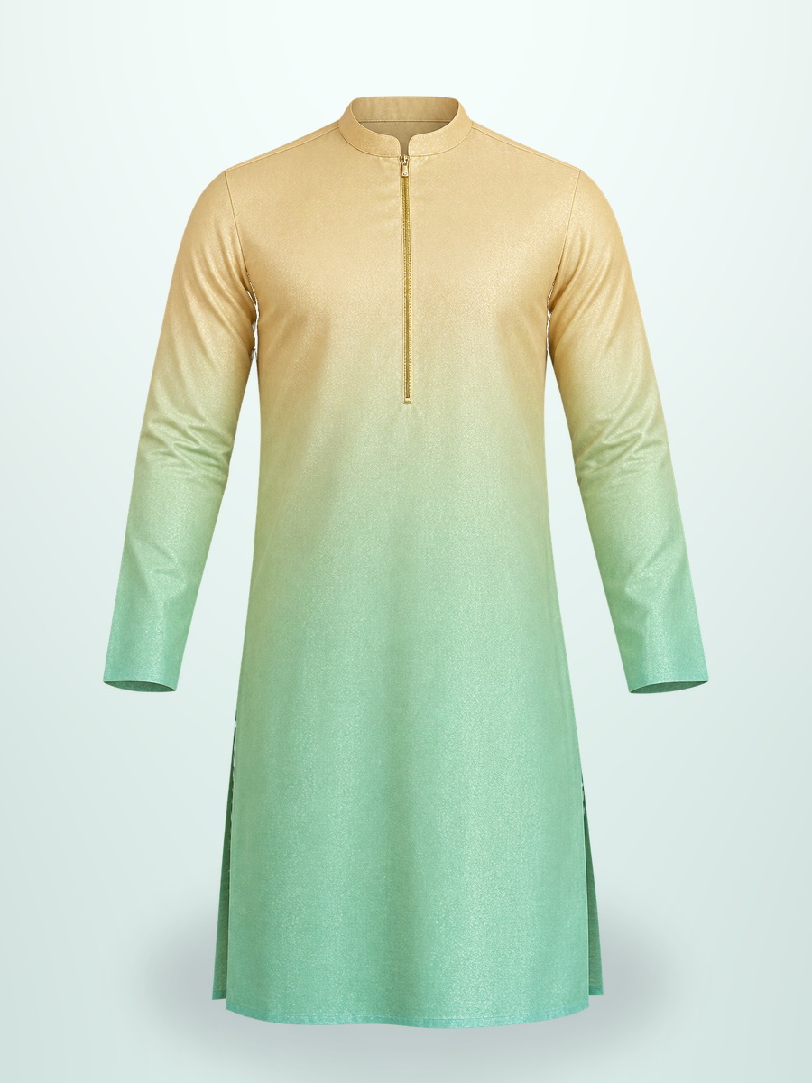 Kisah champagne-to-mint ombre kurta, product photo
