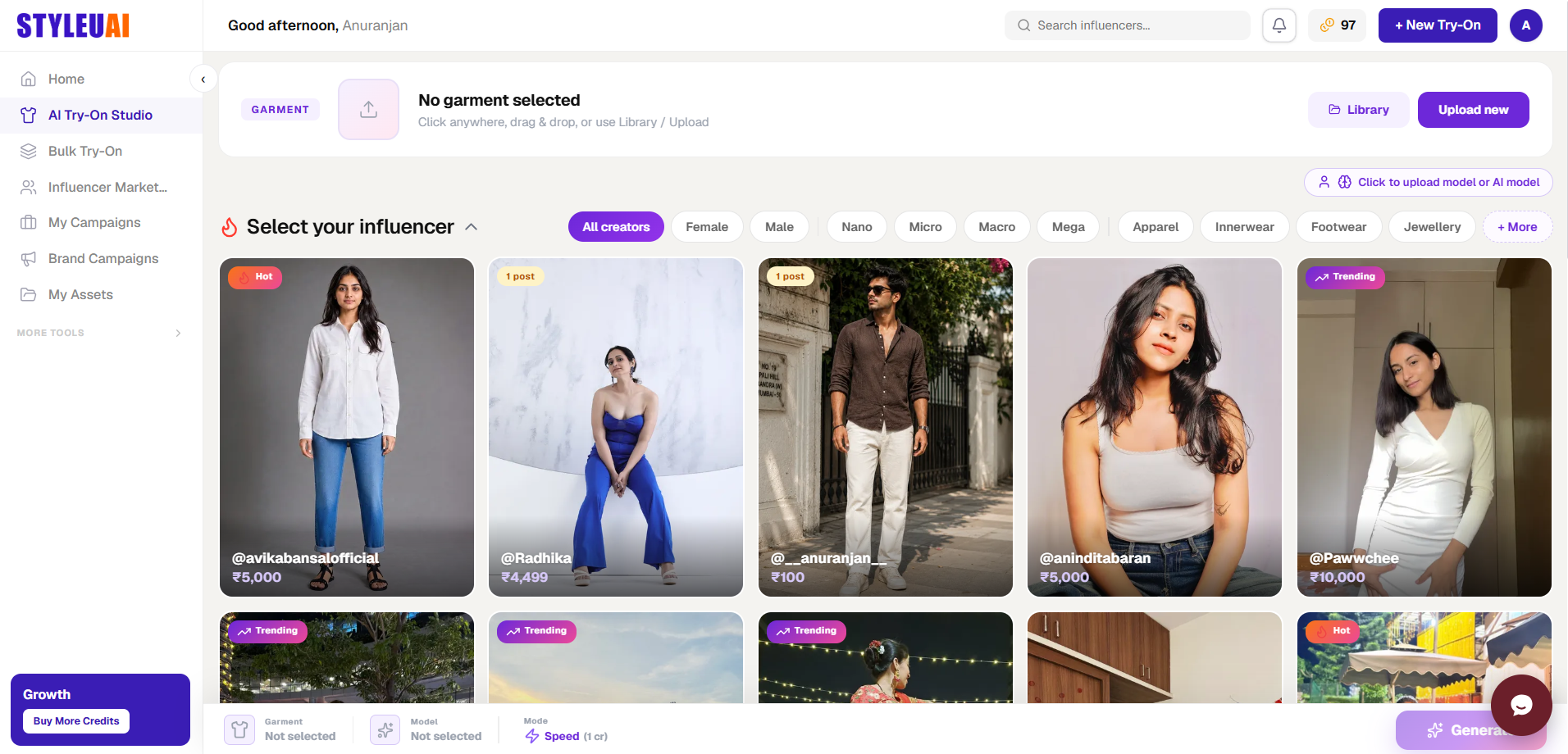 StyleUAI AI Try-On Studio: upload a garment photo, nothing shipped
